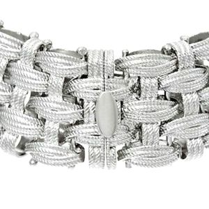 Made In Italy Heavy 14K Gold Over Sterling 6-3/4" Textured Bracelet 52 Grams